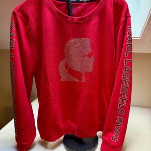 Karl Lagerfeld Paris Red Hot Fix Rhinestone Top Size XL